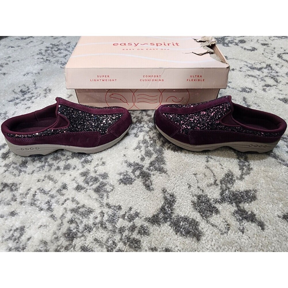 Easy Spirit New in Box Traveltime 600 Women's Purple Glitter Slip on Mule 6.5M - Picture 2 of 10